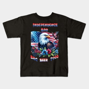 Majestic Eagle Flying With American Flag Kids T-Shirt